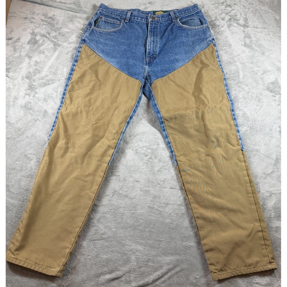 Vtg Cabela's Outdoor Gear Field Pants 36x32 Denim Canvas Nylon Faced USA Parts